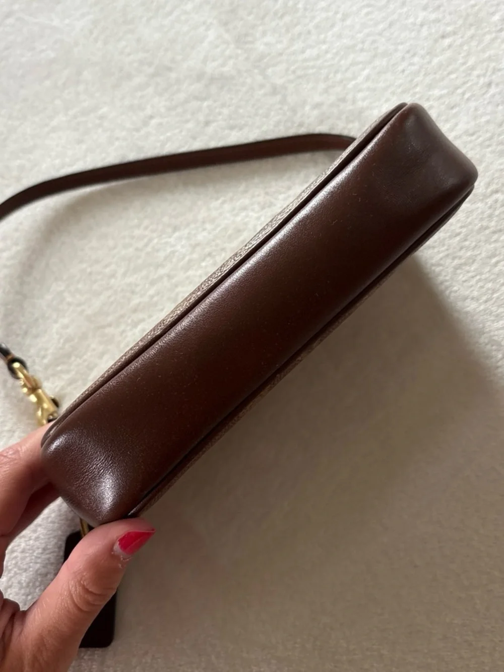 Coach Monogram Slim Tan Brown Canvas Plaza Bag Purse 7